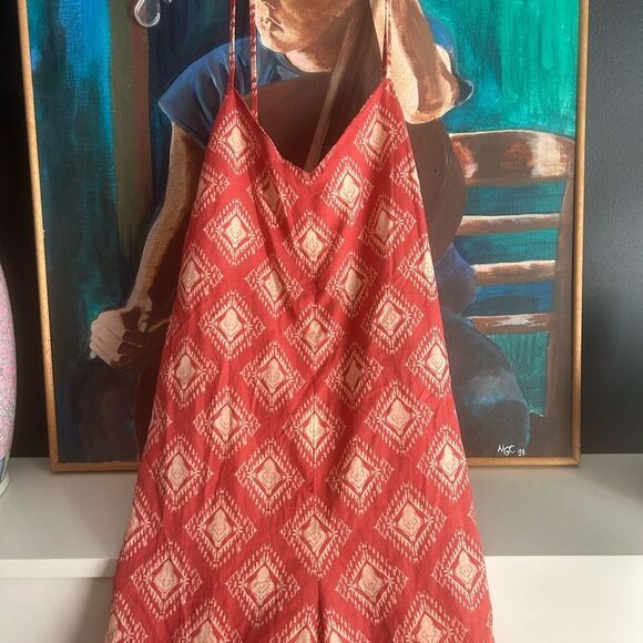 Zara Red Diamond Pattern Jumpsuit M - Picture 5 of 15